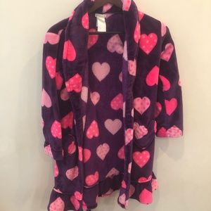 Pink and purple fleece robe with hearts 💕